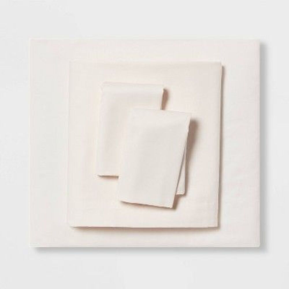 Room Essentials - King Cotton Blend Sateen Sheet Set Ivory - Room Es Ivory
